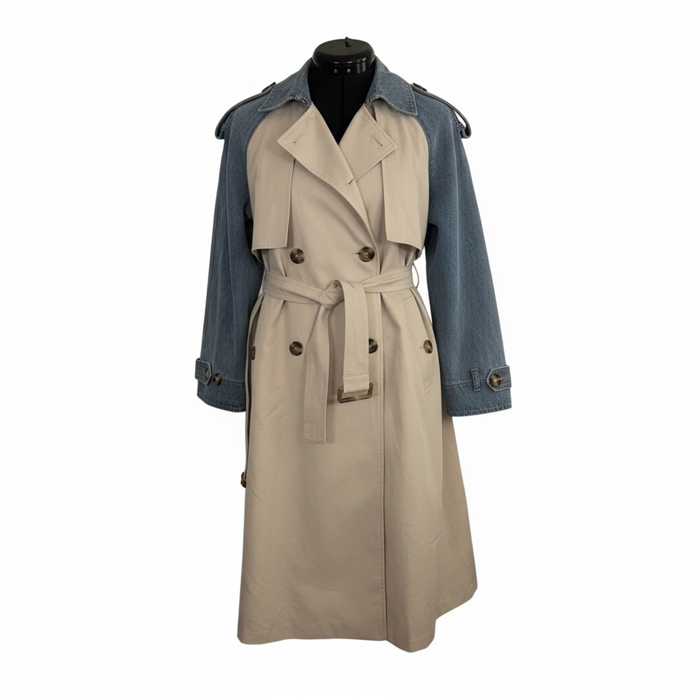 AKIRA Beige and Denim Trench Coat
